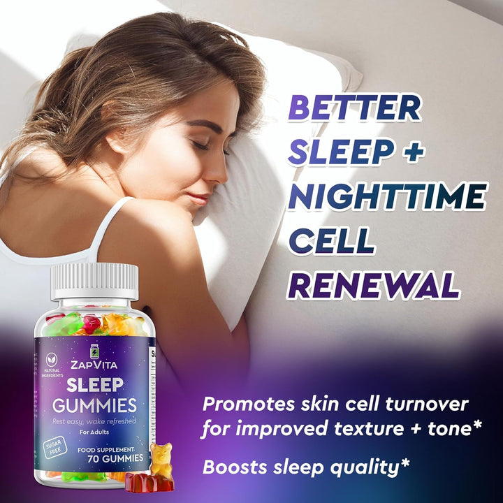 Sleeping Aid for Adults – 70 Extra Strong Natural Sleep Gummies with L-Theanine & Magnesium – Herbal Sleep Gummies for Adult Restful Sleep & Relaxation – Night Time Support