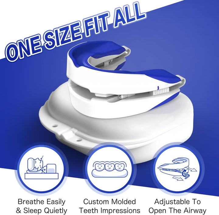 Anti Snoring Devices for Sleep,Adjustable anti Snoring Device Mouth Guard,Sleeping Snore Stopper Mouthpiece,Anti Snore Mouthpiece Device Stop Snoring Aids for Women Men (Blue)