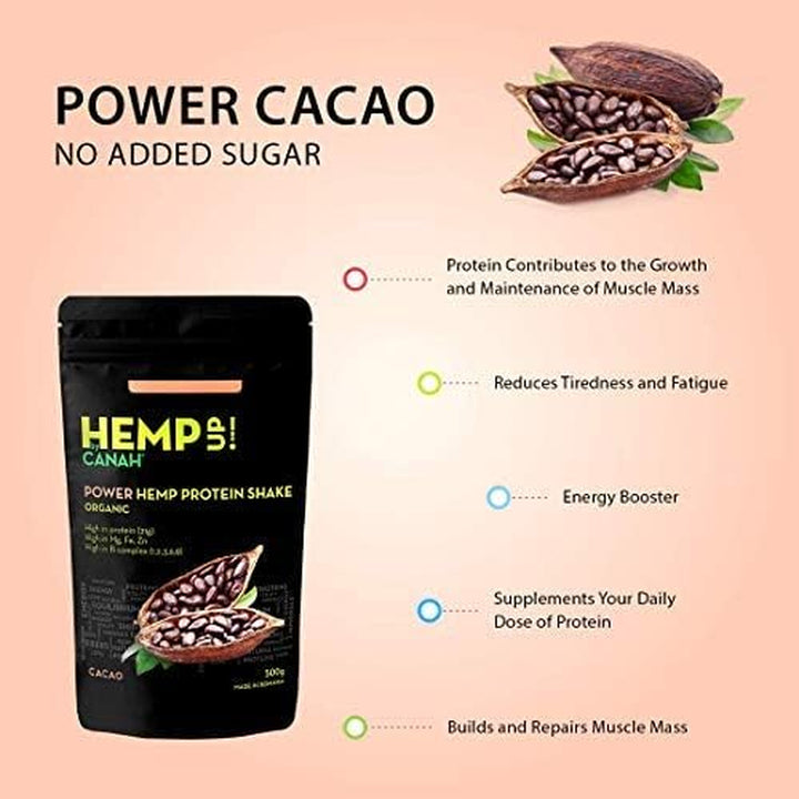 Canah Hemp up Organic Protein Shake Powder – Muscle Gain & Boost up Immune System, Gluten Free, Energy Booster, Healthy Hemp Powder (Cacao)