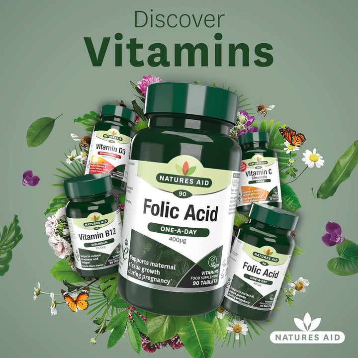 Folic Acid 400Mcg – Supports Prenatal Health, Red Blood Cell Formation, DNA Synthesis – Vegan, Non-Gmo, Gluten-Free – High Potency Natural Supplement – 90 Tablets