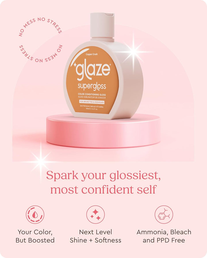 Supergloss Color Conditioning Gloss – Hydrating Semi-Permanent Color Hair Gloss & Shine Boost – Color Depositing Mask - Vegan, Cruelty-Free – 190Ml - Copper Crush - Bright Copper
