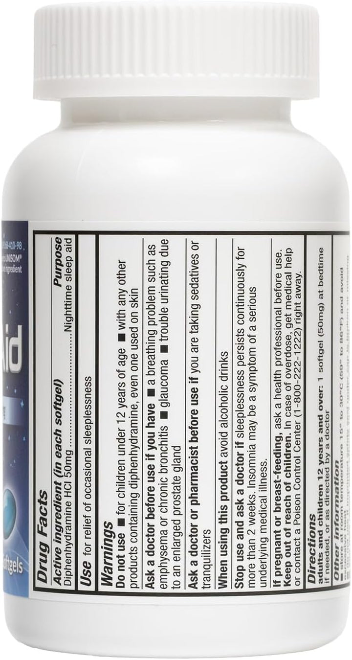 ® Sleep Aid | Diphenhydramine 50Mg | 200 Softgels | Supports Deeper | Restful Sleeping