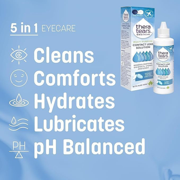 Multi-Purpose Contact Lens Solution 100Ml/Cleans, Disinfects, Lubricates and Hydrates Your Contact Lenses/Added Aloe Vera Known to Soothe and Refresh/Suitable for All Lens Types