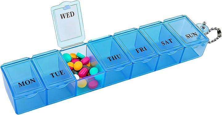 3 Pieces Pill Box Organiser Pill Dispenser Box, 7 Day Pill Box Organiser One Time a Day, Weekly Pill Box Pill Organiser for Medication, Supplements, Vitamins, Cod Liver Oil