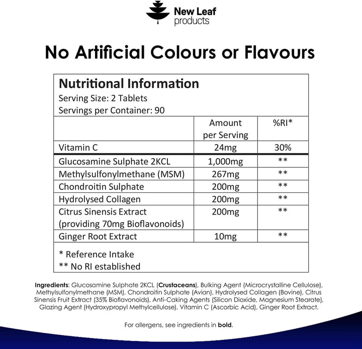 Glucosamine and Chondroitin High Strength 7-In-1 with Msm,Collagen,Vitamin C, Citrus & Ginger Joint Care Supplements for Men & Women - 180 Tablets
