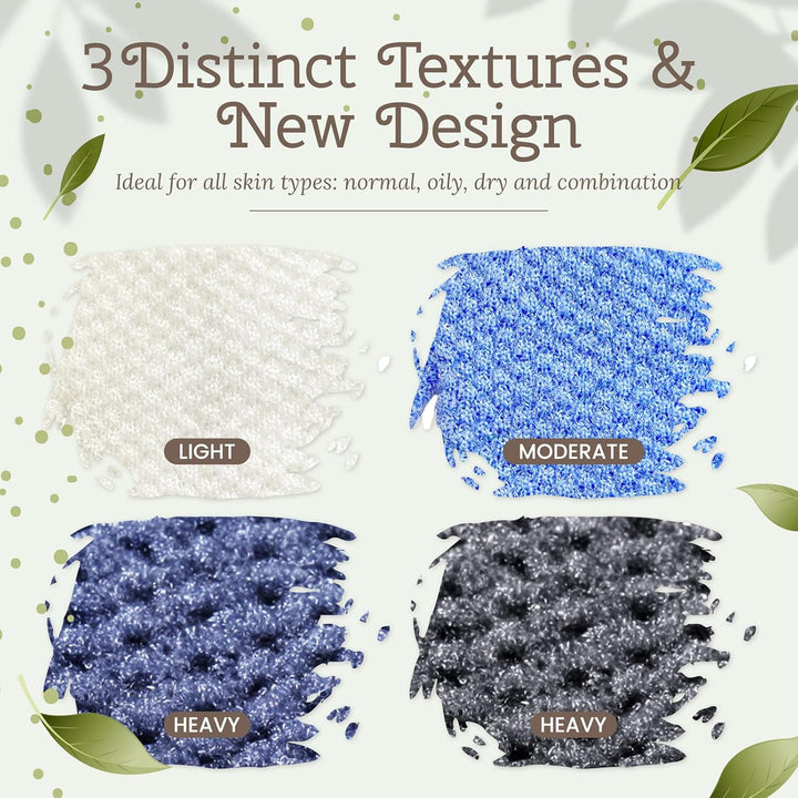 Exfoliating Wash Gloves, Shower Scrub Gloves/Loofah, Natural Fibre Bath Gloves for Spa, Massage, Body Scrub Exfoliator, Dead Skin Remover with Hanging Loop(Heavy)