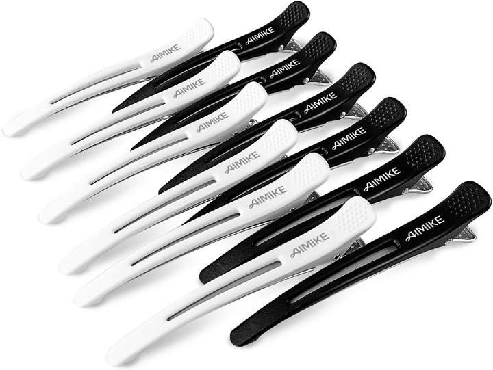 6Pcs Professional Hair Clips for Styling Sectioning, Non Slip No-Trace Duck Billed Hair Clips with Silicone Band, Salon and Home Hair Cutting Clips for Hairdresser, Women, Men - Black 10.9Cm