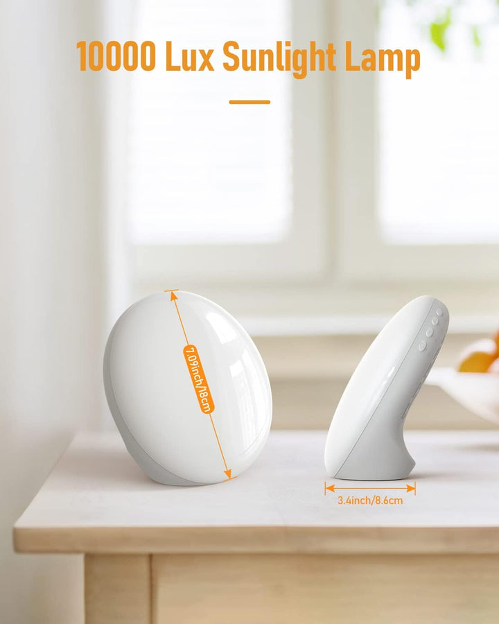 SAD Lamp,  10,000 Lux Light Therapy Lamp with 3 Color Modes, 4 Timer Settings, 5 Brightness Levels & Stepless Dimming, Full Uv-Free Natural Sunlight Lamp, Portable Daylight Lamp for Home/Office