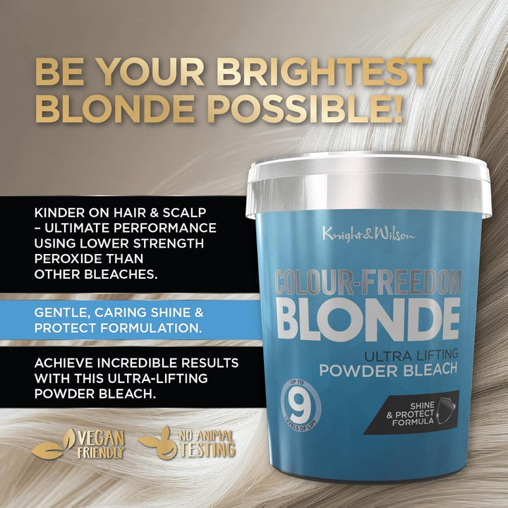 Colour Freedom Professional Ultra High Lift Hair Bleach Powder, White Blonde, 500G, up to 9 Levels of Lift
