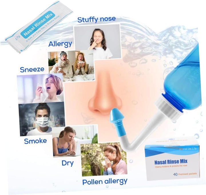 Nasal Cleaning Salt Packets 80Pcs 2.7G Physiological Saline Iodine-Free Fast Dissolving Nasal Cavity Protector for Sinus Relief and Blocked Nose Care