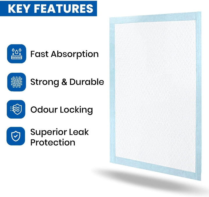 Waterproof Comfortz Incontinence Bed Pads 90 X 60Cm, 30 Sheets, Disposable - 1100Ml Highly Absorbent Soft Wetting Sheets, Odorless & Leak Proof Bed Pads – Suitable for Mattress, Sofa or Chair