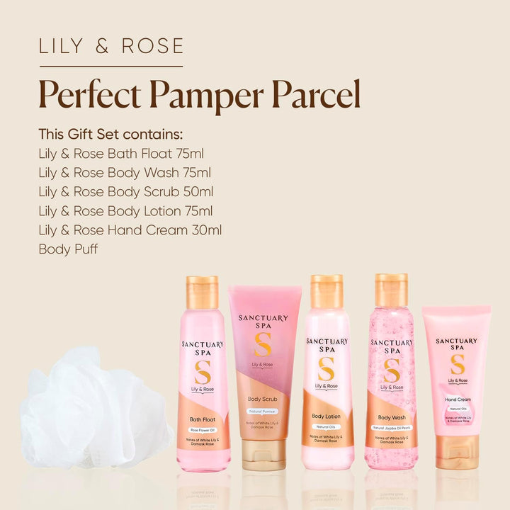 Spa Lily & Rose Perfect Pamper Parcel – Luxury Bath & Body Gift Set for Women with Shower Gel, Body Lotion & More – Relaxing Spa Gift for Her, Ideal for Birthday, Christmas & Self Care
