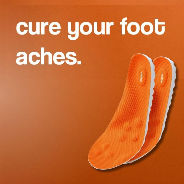 Original  Comfort Boosting Massage Insoles, 4D Memory Foam Thermal Insoles with Arch Support for Men and Women (Orange, EU 43-44)