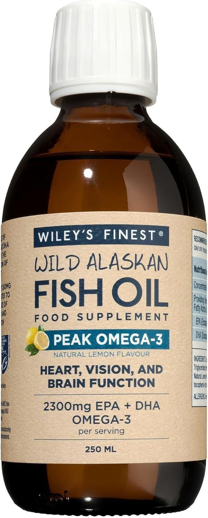 Wild Alaskan Fish Oil Peak Omega-3 Liquid Supplement - 2300Mg EPA and DHA Omega-3S - Lemon Flavor - 8.45 Oz (50 Servings)