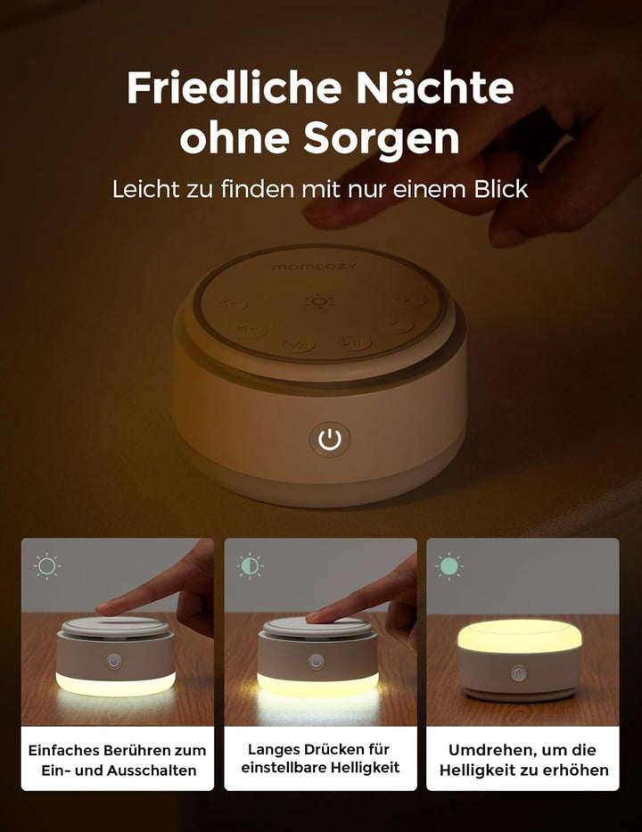 Sound Machine for Baby-20 Soothing Sounds & Touch Warm Light Portable White Noise for Kids & Adults for Sleeping Timer and Memory | Ideal Travel Companion & Nursery Must-Have & Outing