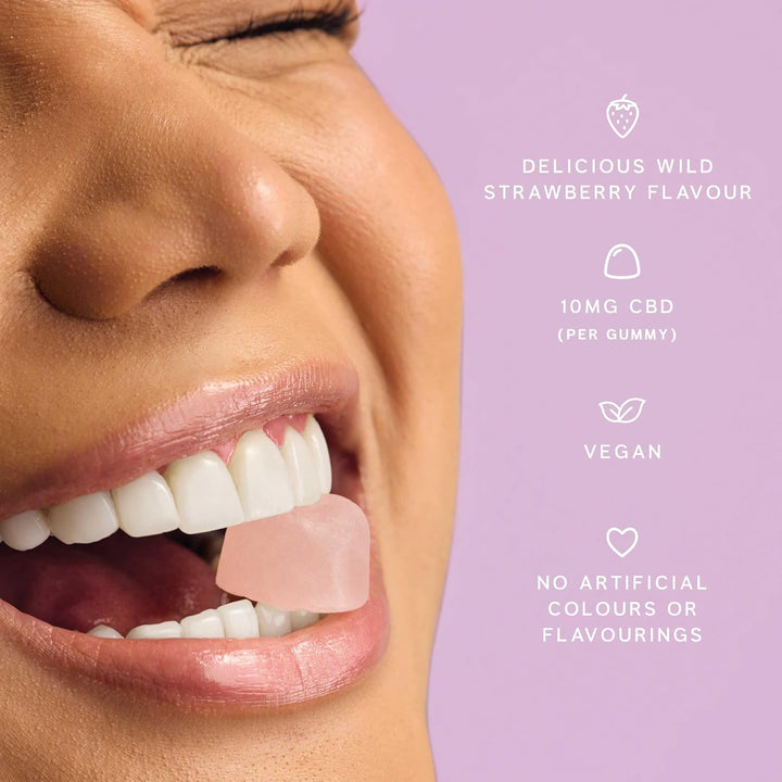 Infused Gummies (30 Gummies). Delicious Natural Wild Strawberry Flavour. High Strength CBD Edibles. 300MG CBD – Vegan, Thc-Free