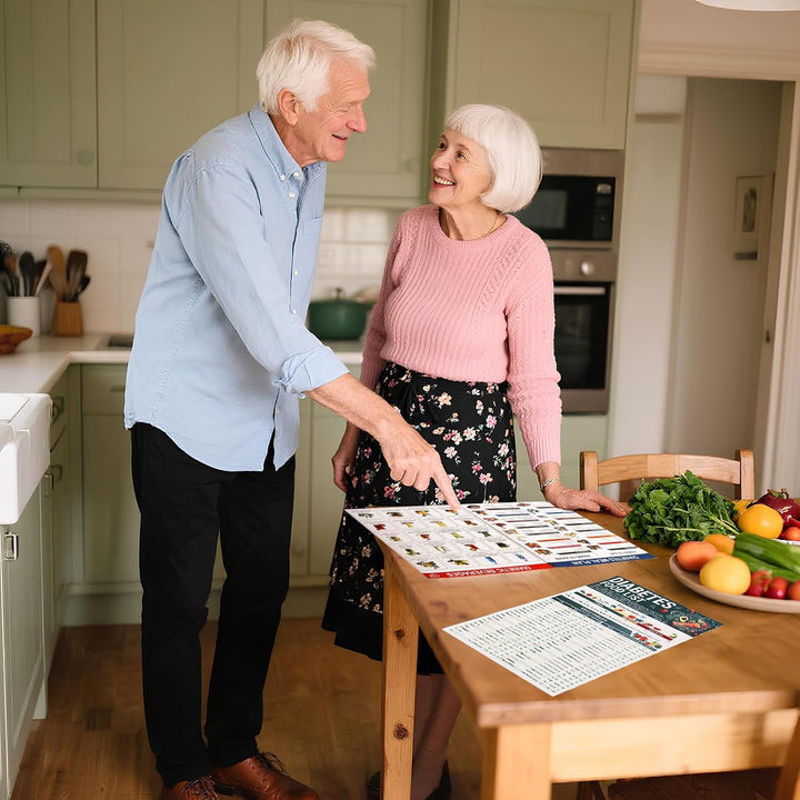 3 Pcs Diabetic Food Chart Meal Planner, Laminated Diabetes Food List Meal Planner Book for Healthy Life Habbit