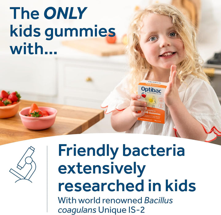 Optibac Kids Probiotic Gummies - with Vitamin D & Calcium for Immune System Support & Gut Health - 30 Vegan Gummies