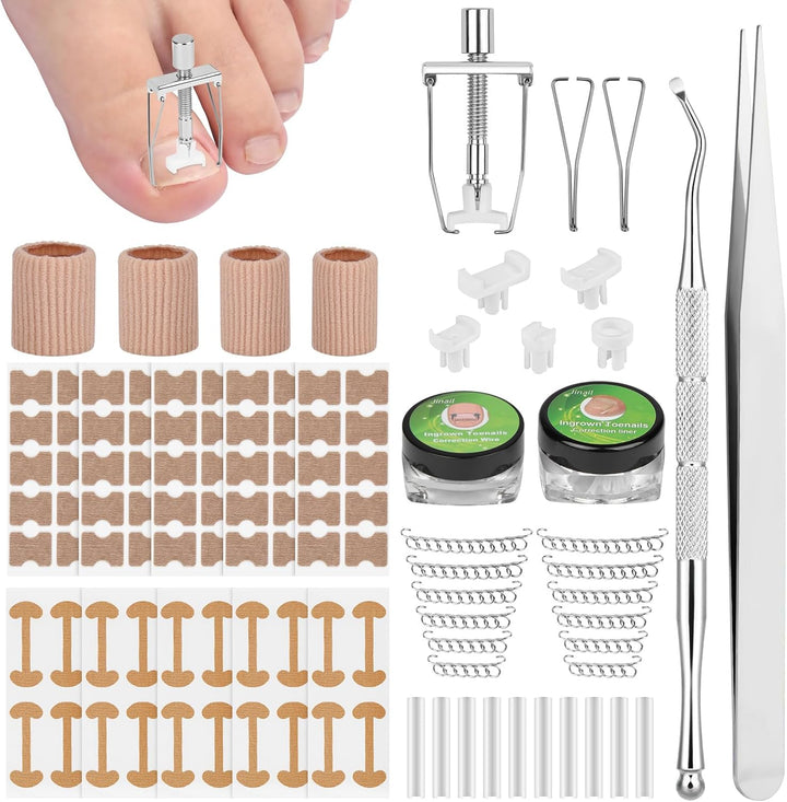 Ingrown Toenail Removal Kit, Ingrown Toenail-Corrector Tools with Podiatry-Toenail Braces, Silicone Toe Strap, Toenail Straightener Strips and Patch for Toe Pain Relief