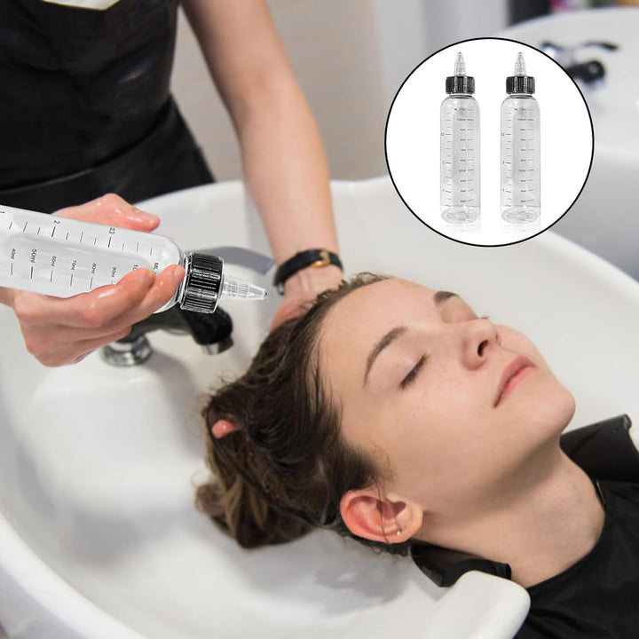 Hair Oil Applicator Bottle with Tip - Plastic Hair Dye Nozzle, Graduated Measurements for Salon Color, Paint Art Glue