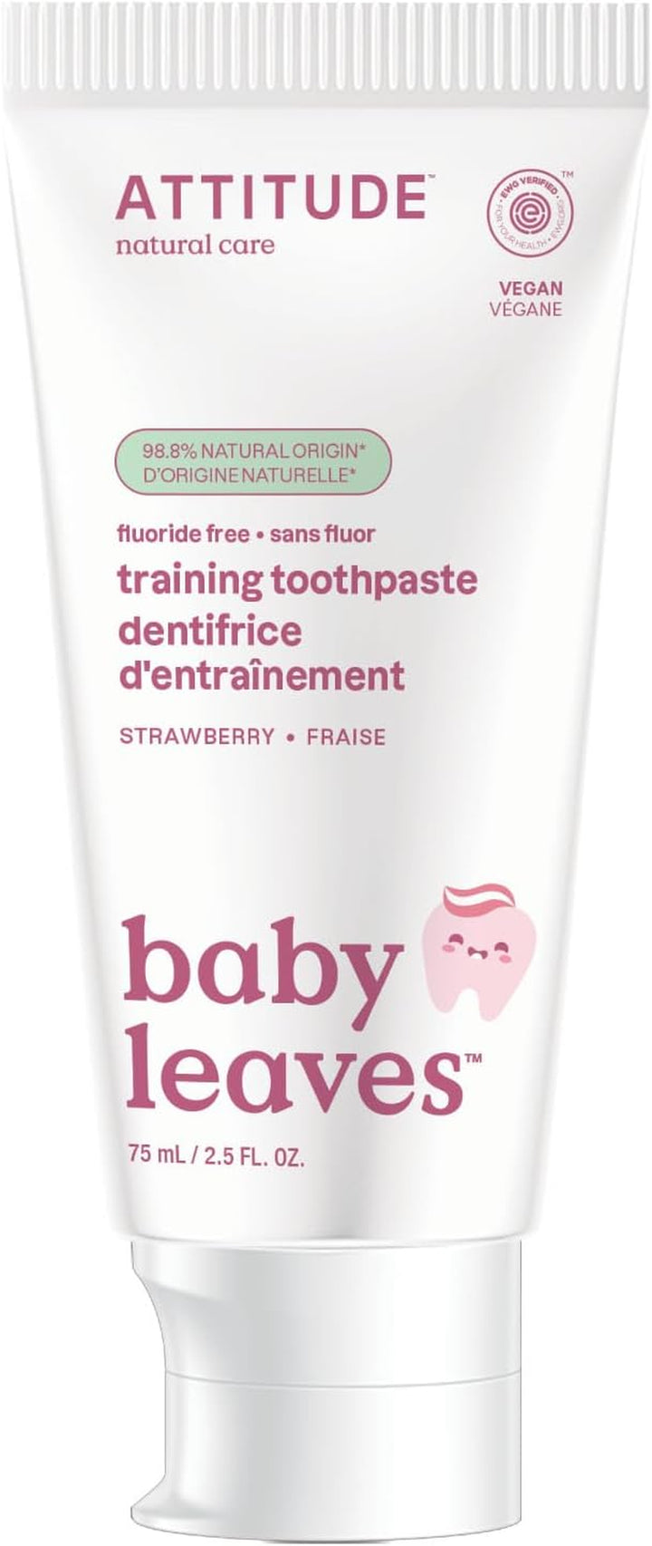 Baby & Child Fluoride-Free Training Toothpaste, Natural, Vegan, EWG Verified, Strawberry, 75 Grams