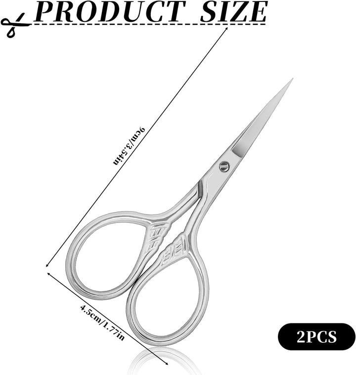 2Pcs Professional Grooming Scissors - Nose & Facial Hair Removal, Eyebrow Trimming