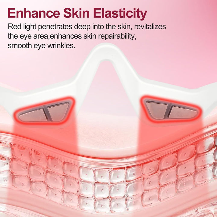 Under Eye Red Light Therapy Device, Red Light Therapy Glasses, 4 Modes Microcurrent Eye Massager for Relieve Eye Bags, Reduce Dark Circles and Puffiness