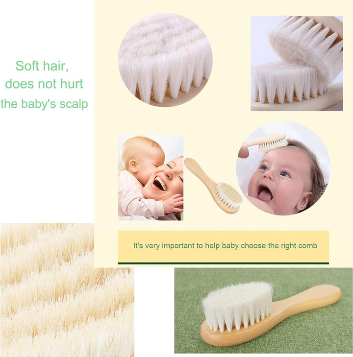 Baby Hair Brush with Wooden Handle and Super Soft Goat Bristles for Newborns, Infant, Toddlers, Kids