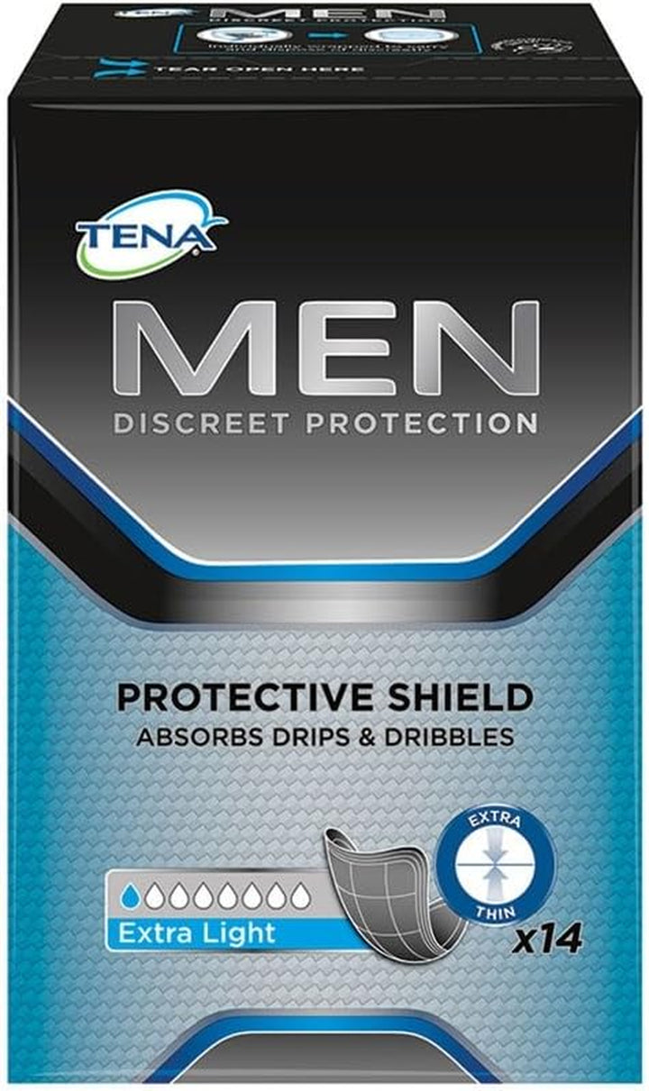 Men Absorbent Protector Incontinence Pads, Level 2, 60 Incontinence Pads (10 X 6 Packs) for Men of All Ages, Cup-Shaped for Medium Bladder Weakness, Urine Leakage and Drips