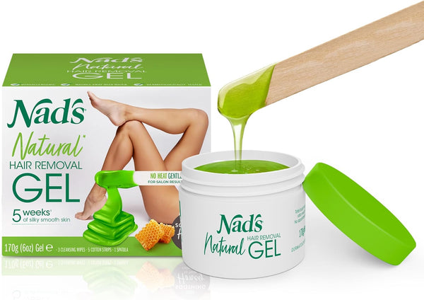 Original Natural Hair Removal Gel Wax Kit, Waxing Kit for Body, Arms, Bikini, Legs and Face, No-Heat Formula, Includes 1 Spatula, 5 Reusable Cotton Strips, 3 Cleansing Wipes, Gel Wax 170G