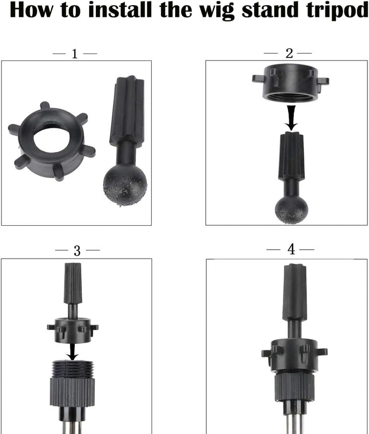 Mini Mannequin Head Tripod, Adjustable Wig Stand Tripod, Mannequin Head Stand Holder for Hairdressing Training (Black)