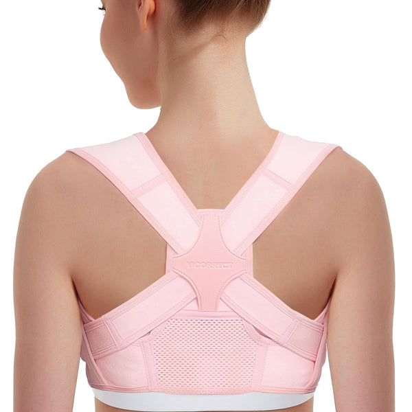 Back Posture Corrector for Women: Men'S Adjustable Shoulder Brace for Upper Back Pain Relief and Posture Support (Pink, M-L)