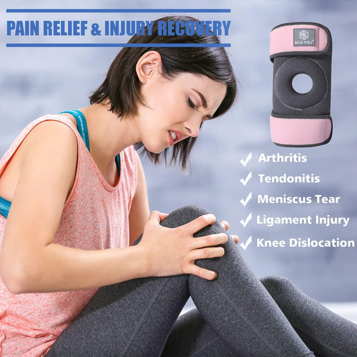 Knee Brace with Patella Gel Pad for Women 1 PCS, Adjustable Breathable Knee Supports for Arthritis/Ligament Damage, Running/Weight Lifting