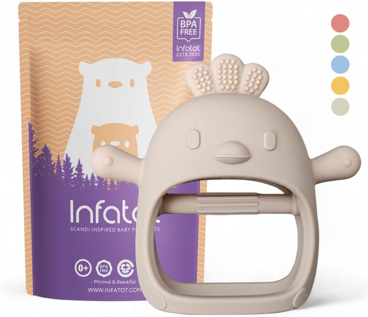 ® Teething Toys for Baby Gifts – Chipmunk Silicone Mitten Teether, Soothing Glove for Infants, Baby Toys 0-6 Months, Soft Chewable Teether Toy to Prevent Finger Sucking, CM Blue