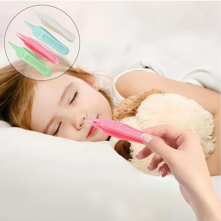 Baby Ear & Nose Cleaning Clip,4 Pcs Plastic Round-Head Nasal Tweezers,Baby Nose Picker for Cleaning the Nasal Cavity,Nose Cleaning Tools,Gentle and Safe