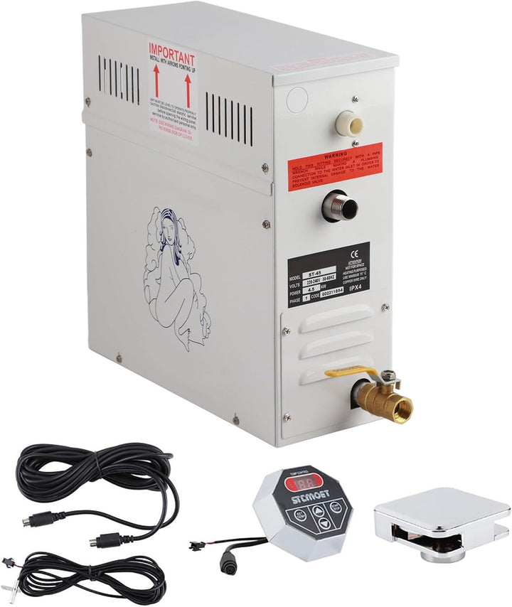 4.5KW Steam Generator, Sauna Generator with LED Display Controller, Automatic Shutdown 1.2 Bar Pressure Relief Valve Home Steam Shower System, Sauna Steam Bath Heater