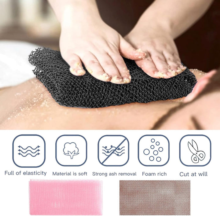 3Pcs African Sponge Bath, Exfoliating Net, Beauty Skin Wash Towel African Net Cloth Nylon Back Scrubbers Shower Body Cleaning Spa Massage Bath Towel Back Scrubber