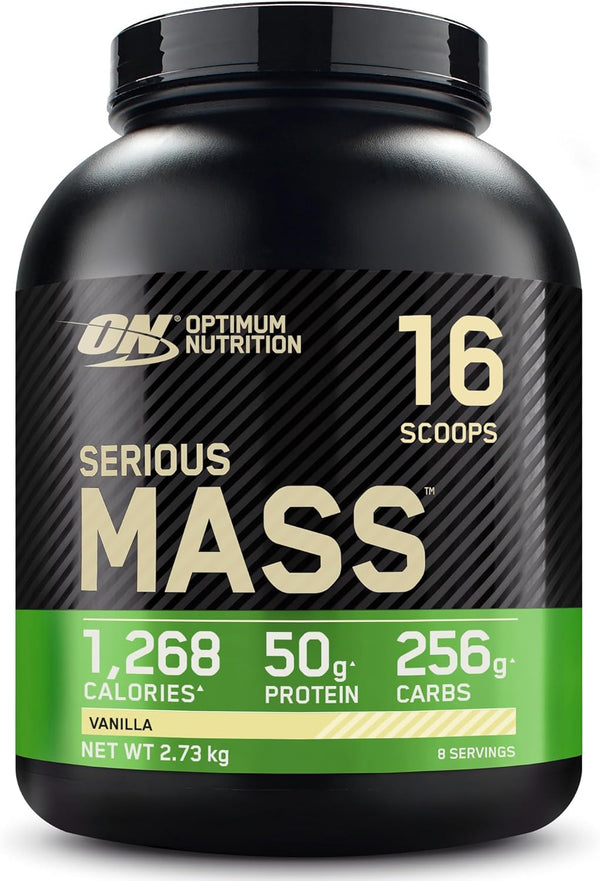 Serious Mass Protein Powder High Calorie Mass Gainer with Vitamins, Creatine and Glutamine, Vanilla, 8 Servings, 2.73 Kg, Packaging May Vary