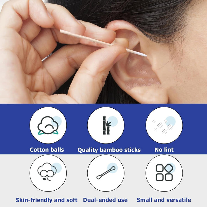 400 Pcs Cotton Swab,Cotton Buds,Cotton Tipped Applicator,Cotton Swabs Wood Sticks for Eyebrow Tattoo Beauty Make-Up Color Nail Seam Dedicated Dirty Picking Sticks,Nail Seam Dedicated Dirty Picking