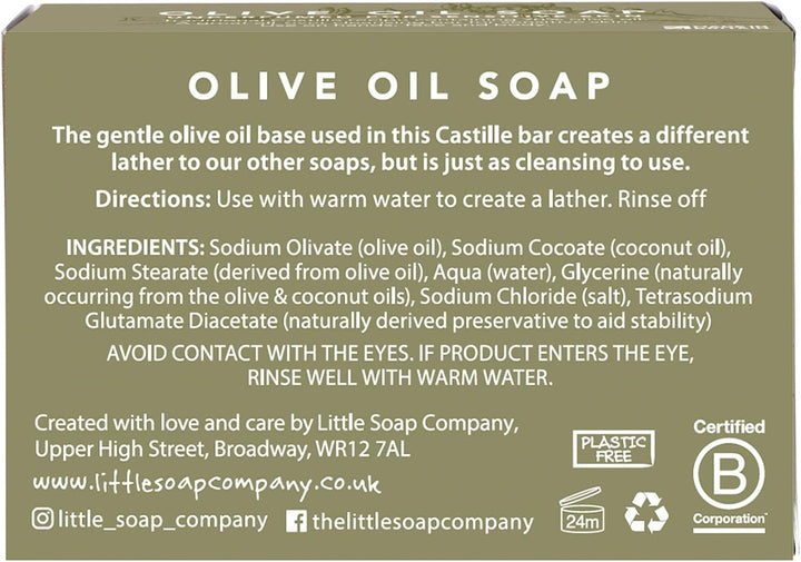 Little Soap Olive Oil Soap Bar - Vegan, Cruelty Free, No SLS or Parabens, Mediterranean Range, Bar of Soap Perfect for Sensitive Skin, Natural Eco Friendly Body & Hand Soap, 100G (Olive)