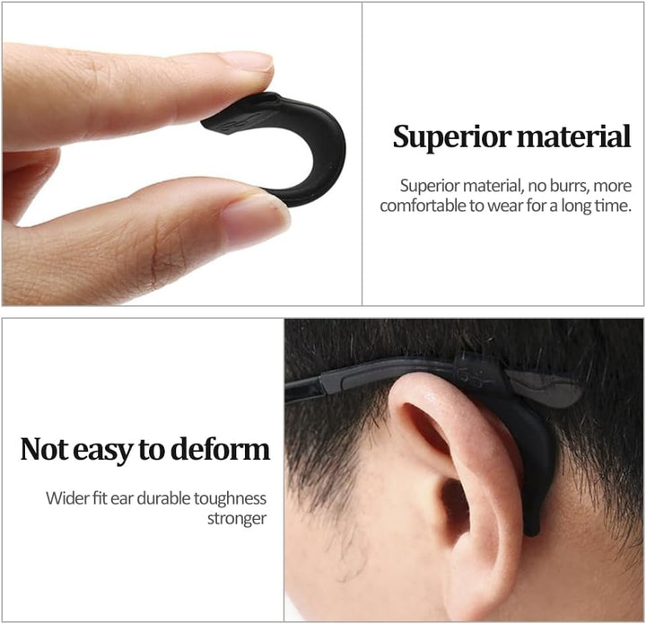 12 Pairs anti Slip Glasses Grips, Universal Ear Hooks, Glasses Grips behind Ears, Eyeglasses Temple Cover Ear, Silicone Slip Stop, Sport Glasses Holder, for Sunglasses, Reading Glasses