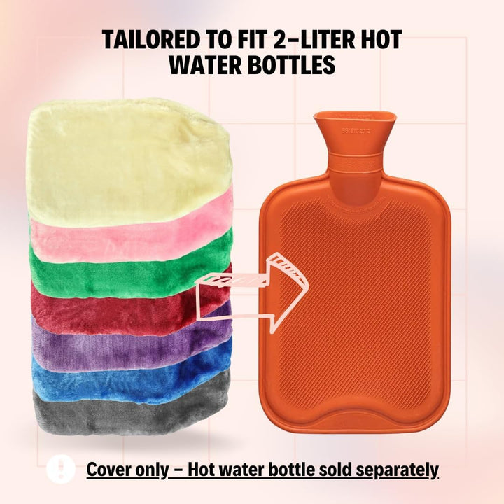 Soft Cosy Faux Fur Fabric Hot Water Bottle Cover Only - for 2L (Baby Pink) (Cover ONLY)