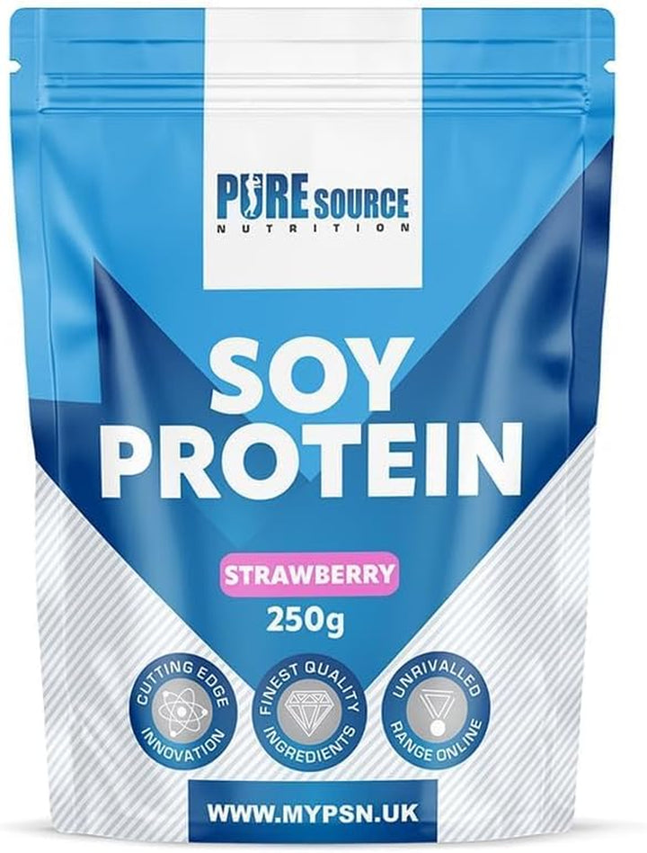 Soy Protein Isolate Powder 1Kg (90% Protein) | Strawberry Flavour Vegan Protein Powder | High Protein Dairy Free Plant Based Supplement | Superfood Supergreens by PSN
