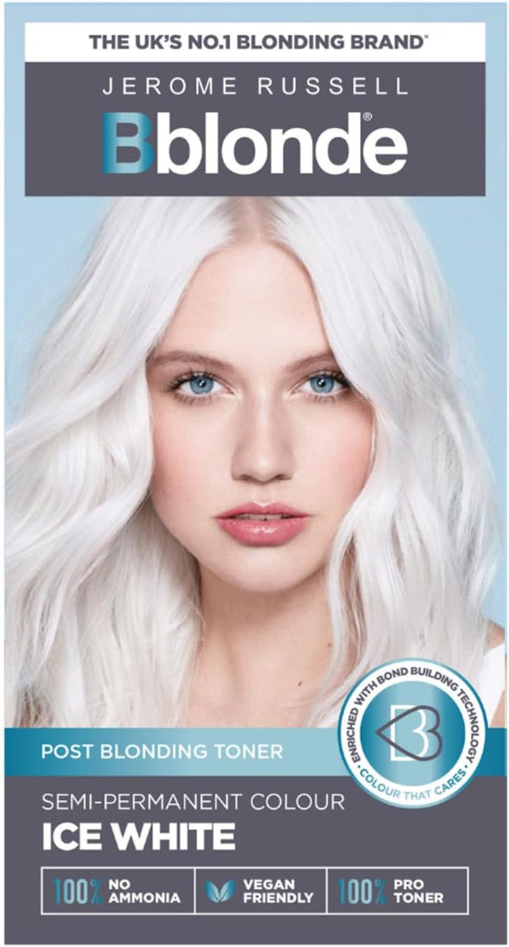 Bblonde Ice White Post Blonding Toner - Semi Permanent Hair Dye Kit for Pre Lightened & Blonde Hair with Brazil Nut Oil, No Ammonia & Vegan