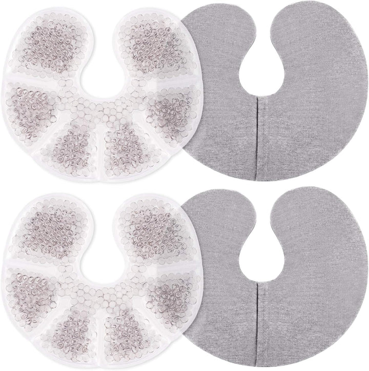 Breast Gel Pads - Hot or Cold Breastfeeding Pad Set - Reusable Heat or Cooling Compress Packs with Polyester Plush Backing - 2 Pack, Green