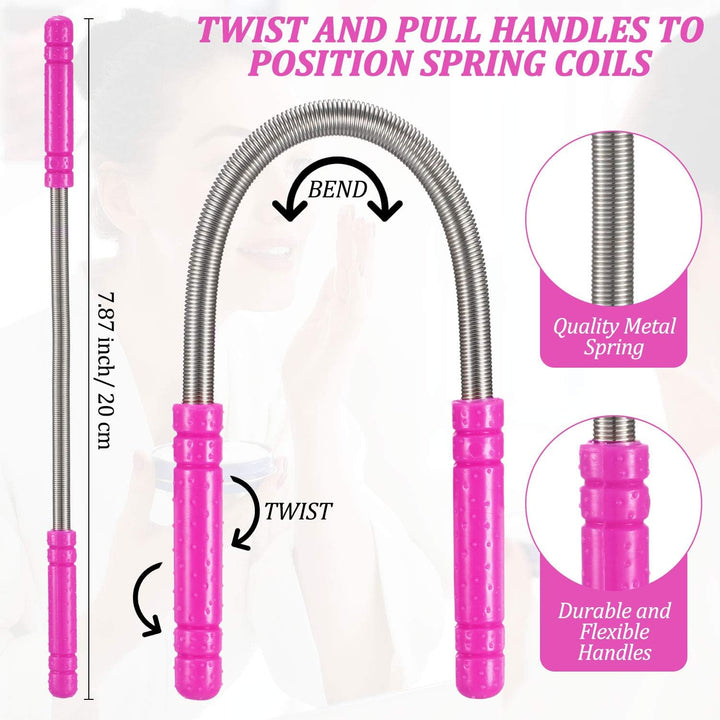 2 Pieces Spring Facial Hair Remover Manual Epilator Spring Face Hair Roller Threading Epilator Tools for Face Hair Removing Supply