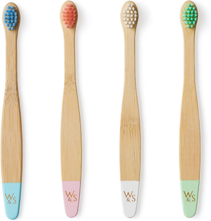 Organic Baby Bamboo Toothbrush | 4 Pack | Soft Fibre Bristles | 100% Biodegradable Handle | BPA Free | Vegan Eco Friendly Baby Toothbrushes (Multicolour)