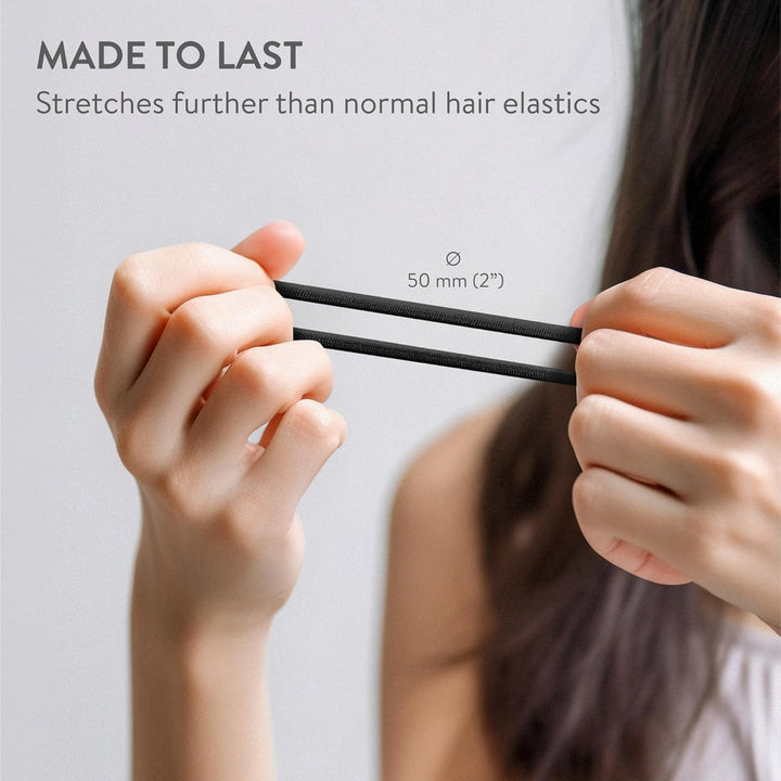 100 Elastic Hair Bands 4Mm Hair Ties Bobbles Elastics Hairbands Ponytail Holders No Metal for Women Girls Kids Men Thick Hair Black