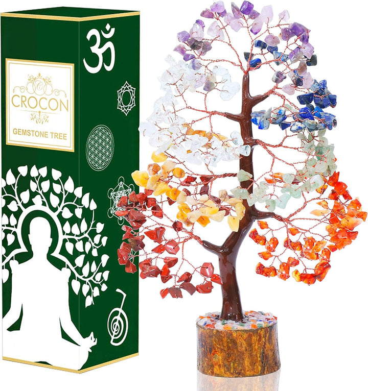 7 Chakra Healing Crystal Tree of Life Handmade Feng Shui Crystal Tree for Good Luck Positive Energy Wealth Reiki Healing Gifts for Women and Mum Birthday Home Decor & House Warming Gift