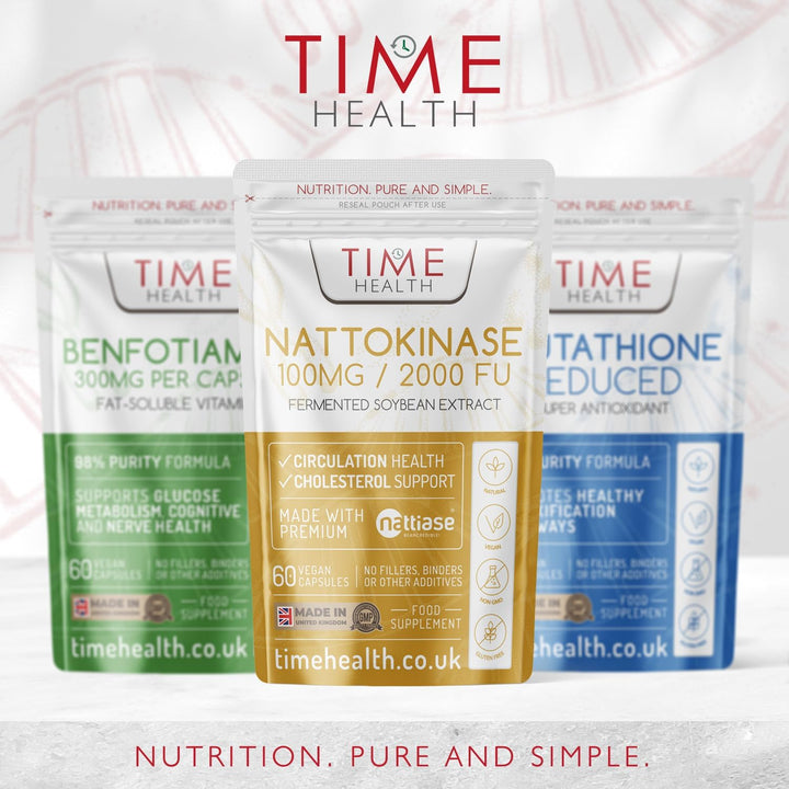 New: Nattokinase - 60 Capsules - 2000 FU / 100Mg - Nattiase® Natural Fermented Soybean Extract - Enzyme from Japanese Natto - UK Made - GMP Standards - Zero Additives (60 Count (Pack of 1))